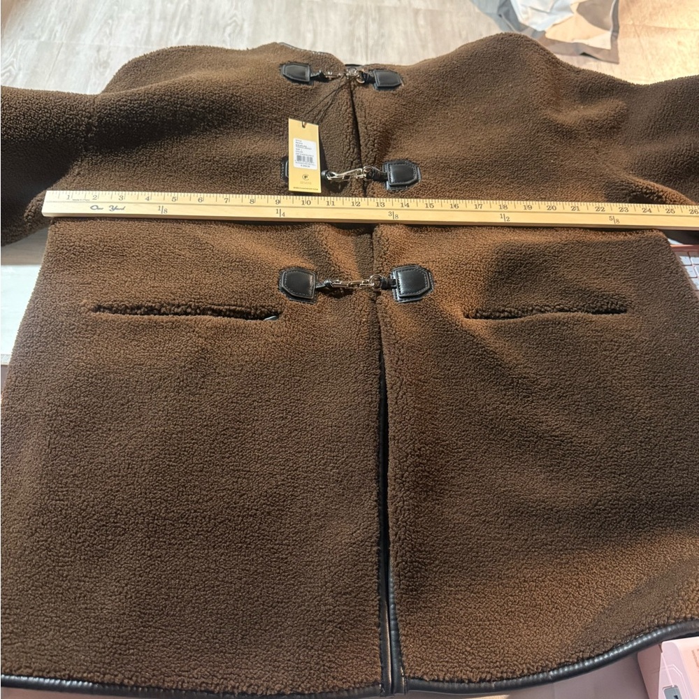 Rebecca Minkoff Brown Shearling Jacket with Toggle Closures - Picture 14 of 14